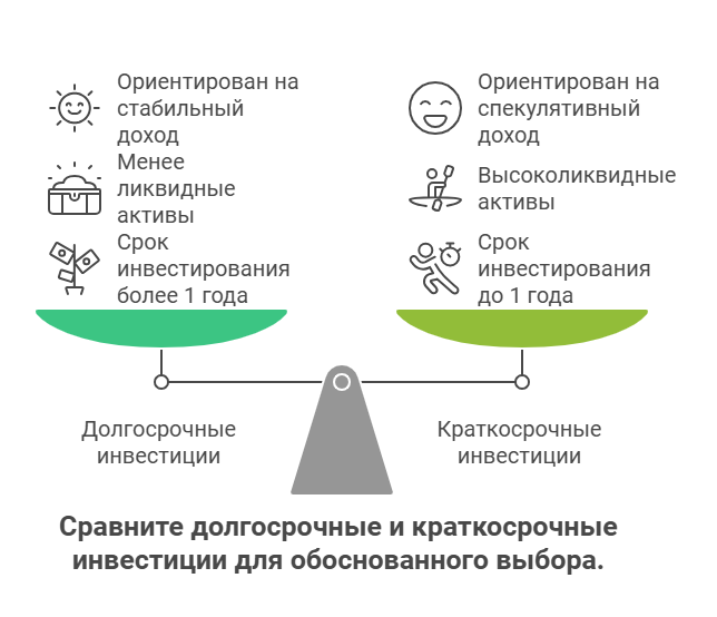 Чем долгосрочные инвестиции отличаются от краткосрочных - схема